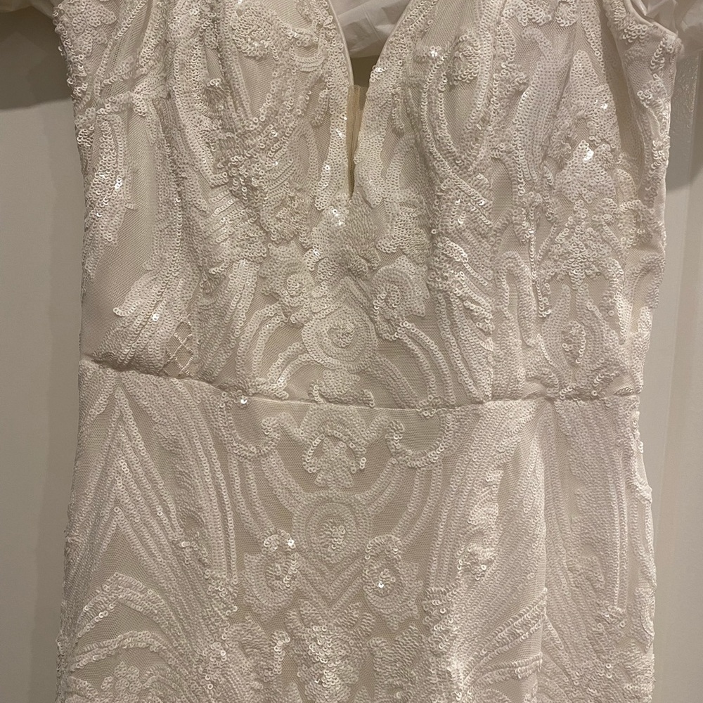 White all sequin wedding dress